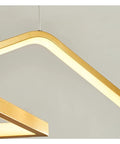 Close-up of Minimalist Modern LED Pendant Lights for Living Room Dining Table LED Pendant Lamp for Home Shops Office Use (Colour: BlackColdWhite Size: L100 cm) (Gold Dimmable Light Bulb L100 cm) with smooth gold finish and soft light strip.