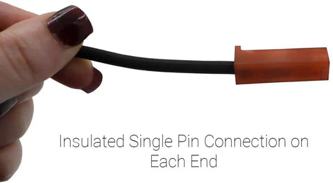 Holding insulated single pin connector of the Fridge Defrost Heater Assembly Replacement For Model Specific Not Universal 375 Watts 115V 18.875 Inches Long With Bullet Plug Connectors Easy Install Fits Select Refrigerators