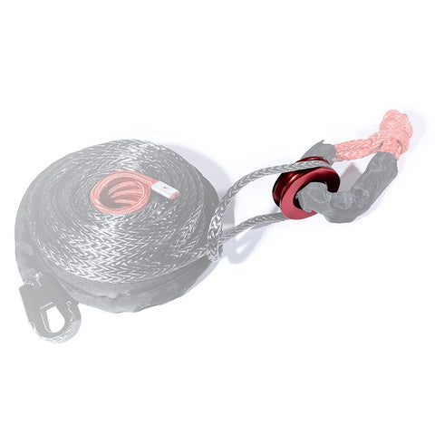 Four Pack Beefy Synthetic Soft Shackle Rope Set With Protective Sleeve 38,000 Lb Capacity Plus Two Red Recovery Rings 41,000 Lb Fits Three Eighths Inch