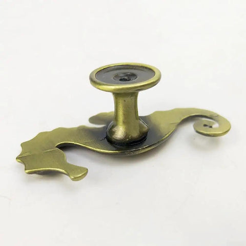 Dope Seahorse Style Zinc Alloy Cabinet Pull Handle in Matte Black, side view showcasing animal design accent for cabinets