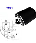 Kick Ass 4040R Aluminum Profile Arc Extrusion For 3D Printer Rigs And Assembly Workbenches With Sleek Anodized Black Finish 320mm profile with dimensions