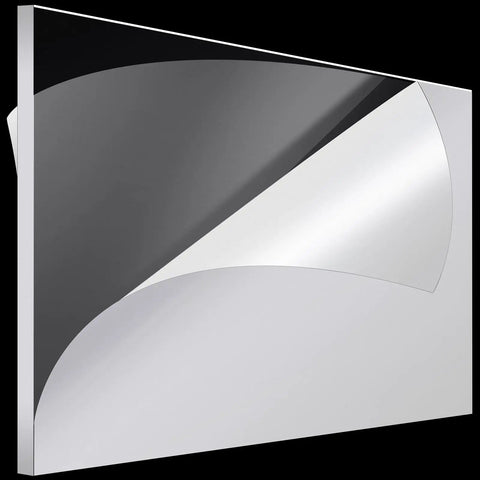 Clear Acrylic Sheet 24 By 36 Inches Half Inch Thick With Protective Film showing clear plastic board with film peeled back