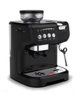 No Sweat 19 Bar Espresso Machine For Capsules Or Ground Beans Serves Up Rich Crema Multi Function Coffee Maker on countertop, black.