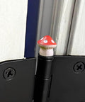 Set Of 6 Red Hinge Head Decorative Toppers For Doors With Magnetic Hinge Heads Mushroom Style on a door hinge pin
