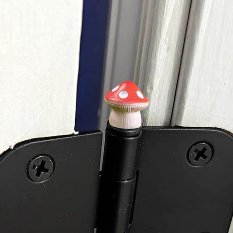 Set Of 6 Red Hinge Head Decorative Toppers For Doors With Magnetic Hinge Heads Mushroom Style on a door hinge pin