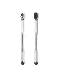 Heavy Duty Shop Torque Wrench Set Featuring Adjustable 5 To 100 Ft Lb Range Including Quarter Three Eighth And Half Inch Drives with chrome finish.