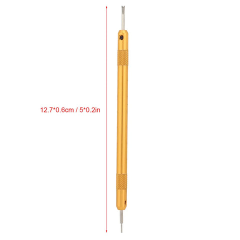 Steel Head Watch Spring Bar Screwdriver With Aluminum Handle for Quick Watch Repairs Pro Grade Pin Remover, side view, 12.7cm length.