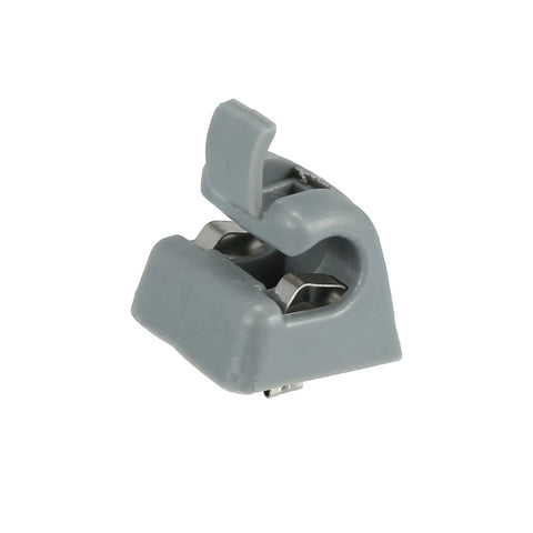 Gray plastic Mercedes Sun Visor Hook Clip for Classic Models W123 W124 W126 W201 190E S Class, angled view