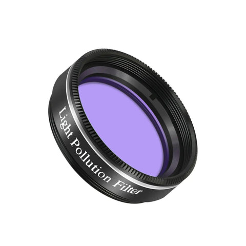 1.25 Inch Light Pollution Filter For Telescope With Metal Cell And Optical Glass, angled view