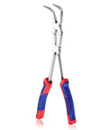 Long Reach 13 Inch Bent Nose Pliers With Dual Pivot And Double Joint Design For Hard To Reach Narrow Spaces Serrated Angled Needle Nose Pliers Ergonomic Non Slip Handle For Precision Tough Jobs, front view