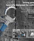 Pro Grade Brushless Electric Concrete Ring Saw With Dual Blade Kit For Crushing Through Granite Brick And Masonry With Beast Mode Performance On Job Sites cutting through a wall, showcasing blade and strength.