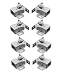 Eight Pack Steel Spring Cabinet Door Latches For Closets And Cupboards, Easy Install Metal Roller Catch Hardware shown from top angle