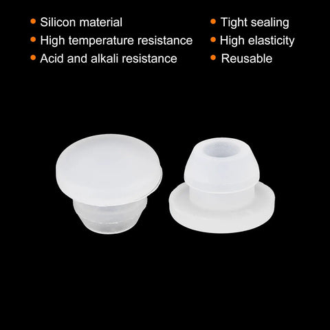 Twenty Piece Clear Silicone Snap In Hole Plugs 5 5mm Mounting Diameter With 1 5mm Narrow Groove For Kitchen Bulkheads And Panel Sealing.