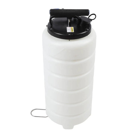 Must-Have 15L Oil Extractor Pump For Quick Auto Fluid Changes! White cylindrical tank with black top and handle.