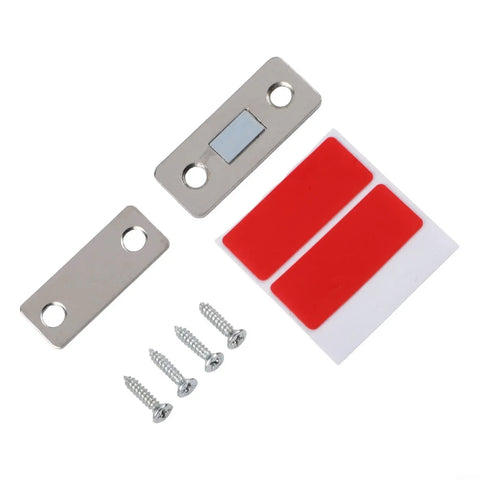 Two Pack Ultra Thin Magnetic Cabinet Door Catches With Screws 42x17mm, Silver Finish, includes mounting accessories