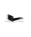Metal L shelf bracket in matte black, measures 18cm x 10cm, cold rolled steel, for heavy-duty desktop support.