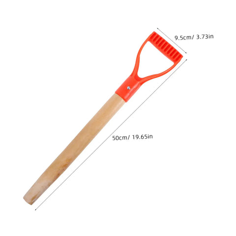 Garden Fork Replacement Handle With Ergonomic Wooden D Shaped Grip For Spading Shovels, Slip Resistant Surface, Quick Install, 50cm