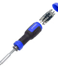 Heavy Duty 13 In 1 Adjustable Screwdriver Set With Premium Torx Phillips Hex Bits For Quick Home Fixes and Tackling Broken Gear Without Any Headaches Every Handyman Will Appreciate, showing the tool with bits.