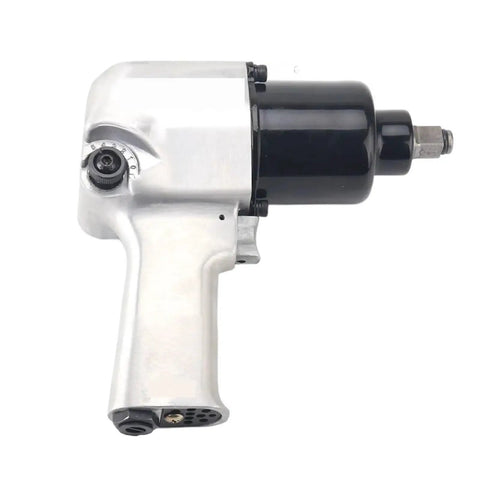 Badass Pneumatic Air Hammer Kit with 1/2 Inch Drive Impact Wrench Torque Control Integrated Handle Heavy Gauge Tools for Mechanics Breaking Loose Rusty Nuts Car Work side view of pneumatic air hammer with adjustable trigger and sturdy build