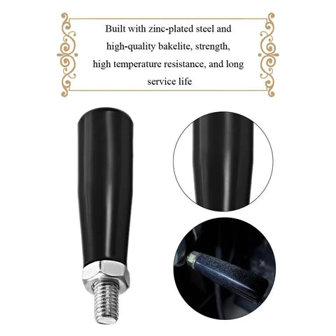 Built Tough Revolving Handle Knob Handwheel M12 X 120mm Threaded Stem Lathe Crank, black Bakelite grip detail