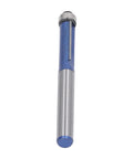 Heavy Duty Flush Trim Router Bit With Carbide Cutter And Top Bearing Guide For Smooth Woodworking Trimming and Chamfering Tasks Using 1/4 Inch Shank Tool viewed from side with blue cover