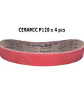 Heavy Duty 10 X 2 Inch Ceramic Cone Sanding Belts P120 Grit Expander Wheel Sleeves Four Pack view of ceramic sanding belt.
