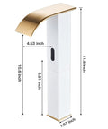 Touchless Bathroom Vessel Faucet With Motion Sensor No-Touch Hands Free Deck Mounted Water-Saving Lavatory Tap In White Gold One-Hole Bowl Sink Faucet For Vanity showing dimensions