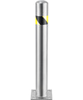 Rock Solid Surface Mount Safety Bollard Standing 36 Inches High Packed With Genuine Type 304 Stainless Steel To Stop Reckless Drivers And Protect Doorways with smooth polished finish.