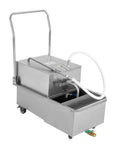 Mobile Commercial Fryer Filter Machine With 550W Pump And 14.5 Gallon Tank featuring stainless steel design and filtration system.