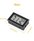 Mini Digital Temperature And Humidity Gauge With Built In Probe, Handy Compact Indoor Thermometer And Hygrometer With LCD Display In Fahrenheit, Ideal For Humidors, Greenhouses, Gardens, And Home Climates. black rectangular LCD gauge, 48x28mm