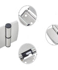 Image of Two Piece 304 Stainless Steel Public Toilet Partition Hinge Self Closing Spring Hinge Right Side 85mm By 75mm Durable Hardware