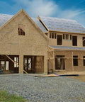 Top Shelf Synthetic Roof Underlayment Boasts Hardcore Fifty Year Waterproof Cover installed on a new house under construction.