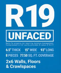 R-19 Unfaced Fiberglass Insulation Bag Contains 8 Batts Fits 2 X 6 Walls Retrofit Hella Thermally Superior Thermal Barrier 15 By 93 Inch Panels for wall insulation details.