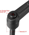 Close-up of Adjustable Clamping Lever Handle Set M8 X 32mm Black Oxide Carbon Steel Male Threaded Stud Hand Knobs with 4mm Hex Socket.