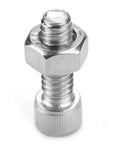 Super Cool Hex Socket Cap Screw Assortment Kit For Quick Projects With 140 Pieces Including Six Sizes Of 10-32 Screws Plus Matching Nuts To Handle Any Garage Fixin Or DIY Job Right Now Without Hassle - close-up of a silver hex screw.