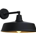 Heavy Duty 18 Inch Outdoor Barn Gooseneck Light With Vintage Farmhouse Style Wall Mounted Exterior Fixture For Homes Porches And Garages Weatherproof Iron Construction Classic Rustic Porch Lantern For Outdoor Living, shown in black iron.
