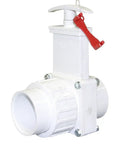 PVC Gate Valve One And A Half Inch White Slip Union With Gate Keeper, Unrestricted Flow And Quick Push Pull Shutoff, Ideal For RVs And Boats.