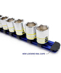 Hi-Vis Glowing 43-Piece Deep And Shallow All In One Socket Set With One Quarter Inch And Three Eighths Inch Drives on rail