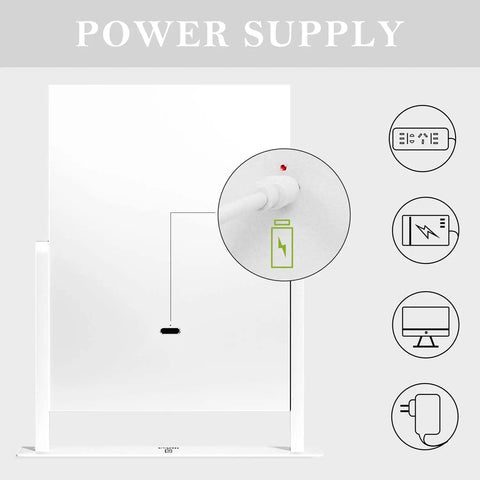 Vanity Tri Fold Makeup Mirror With 3 Lighting Modes Dimmable Smart Touch Control 10X Magnification power supply diagram
