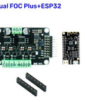 MKS Dual FOC V3.2 BLDC And Stepper Motor Controller Shield With ESP32 Development Board and connectors, front view