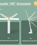 Dual Head LED Desk Lamp with Big Lighting Coverage for Home Office and Dorm Rooms, showcasing 180° rotatable arms.