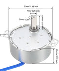 Low Speed AC Synchronous Motor 100 to 127 Volt 5 to 6 RPM 50 to 60 Hz CW CCW 4 Watt D Shaft 5 By 7 Mm 40 Cm Wire, silver motor