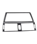 Carbon fiber console trim for BMW X5 E70 and X6 E71, focusing on GPS navigation and air vent frame cover.