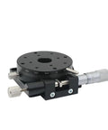 Dead Nuts Accurate 125Mm Manual Rotary Stage With Precision Linear Bearing Design For 360 Degree Smooth Glide Sliding Motion, top view showing adjustments.