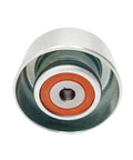 Super Sleek Drive Belt Tensioner Idler Pulley Fits Toyota Tacoma 2.7L Engine with silver body and orange center.