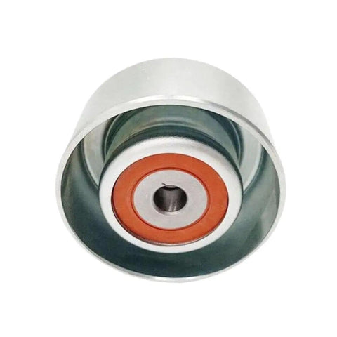 Super Sleek Drive Belt Tensioner Idler Pulley Fits Toyota Tacoma 2.7L Engine with silver body and orange center.