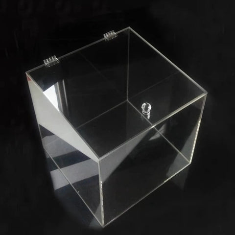 12 Pack Acrylic Self Adhesive Clear Hinges Small Transparent Continuous Hinge For Cabinets Drawers Furniture DIY Display Stands 35 By 25 Mm Rotates 275 Degrees installed on clear box