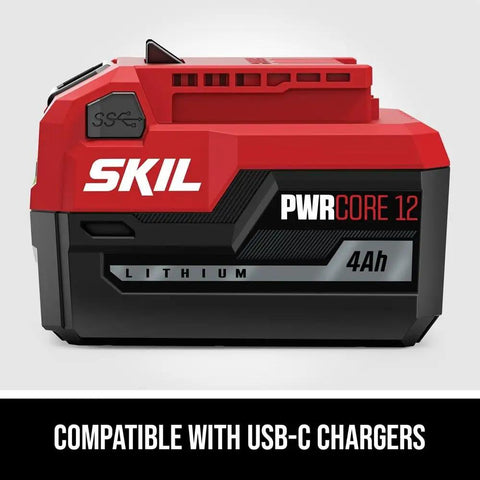 Heavy Duty Dual Purpose Beast Mode 12 Volt 4 Amp Hour Lithium Ion Power Tool Battery front view showing USB-C compatibility.