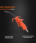Beast Power 100mm Air Blow Gun with Detail Nozzle, orange anti-slip handle, ideal for car cleaning and dust removal.