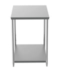 Front view of Heavy Duty Pro Grade Stainless Steel Kitchen Prep Table With Adjustable Undershelf For Home And Commercial Kitchens
